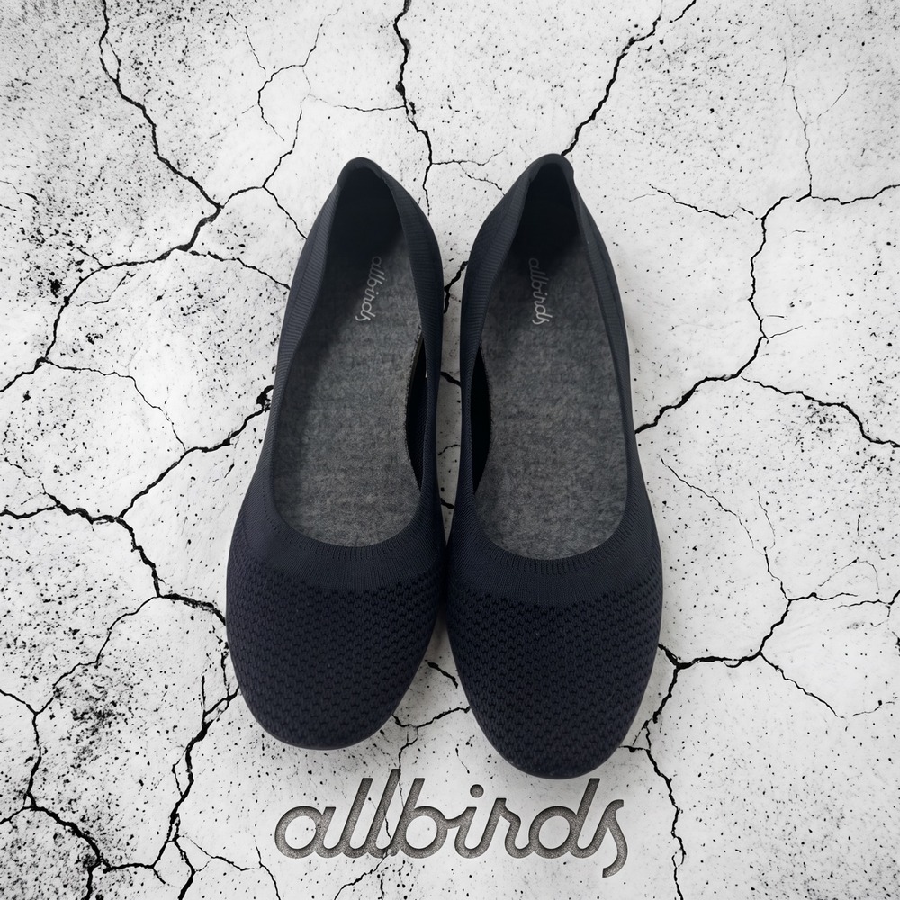 Allbirds Tree Breezers Womens 9.5 Black Knit Ballet Flats Sustainable Shoes TB